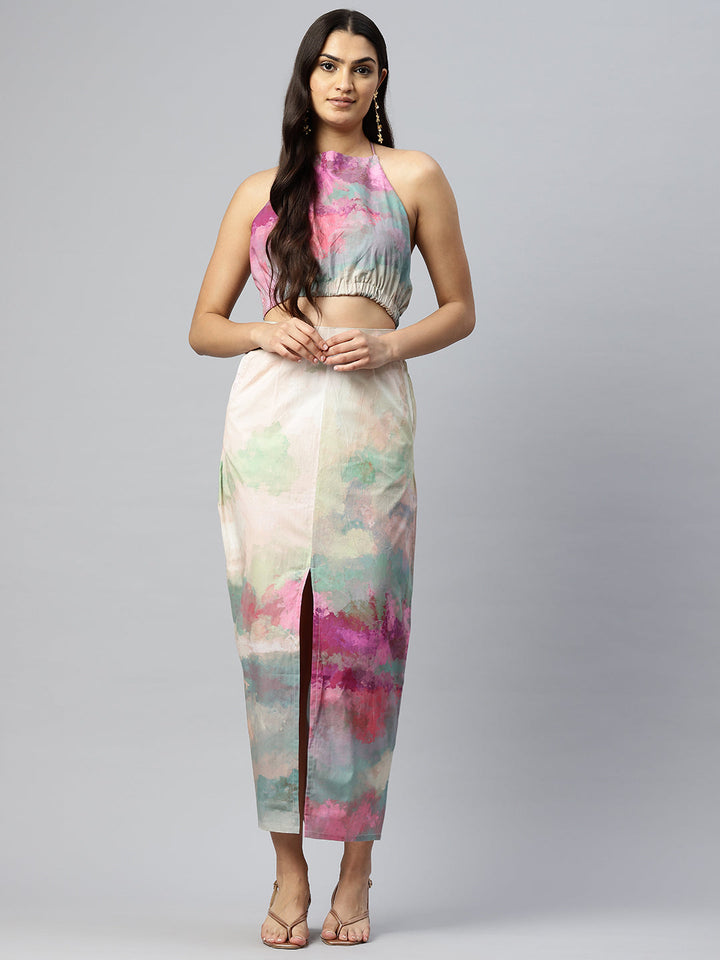 Kassia Peach Print Co-ord Set