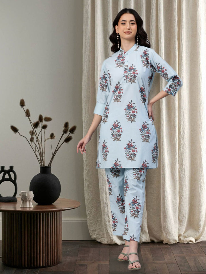 Sky Blue Pasley Buta Printed Coordset
