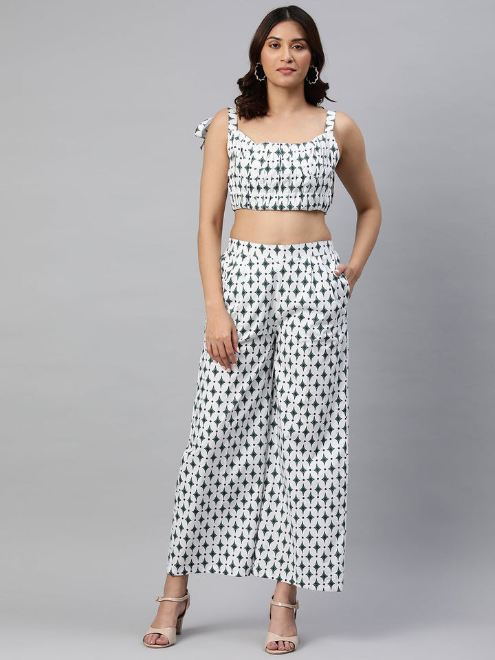 Green Color Floral Printed Pure Cotton Sleeveless Co-Ords