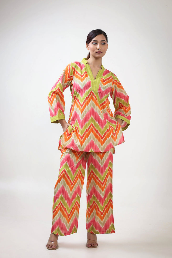 Orange chevron printed coordset