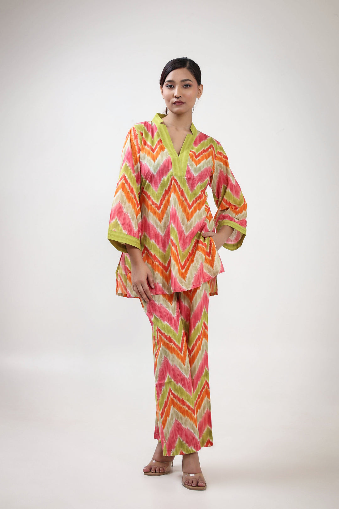 Orange chevron printed coordset