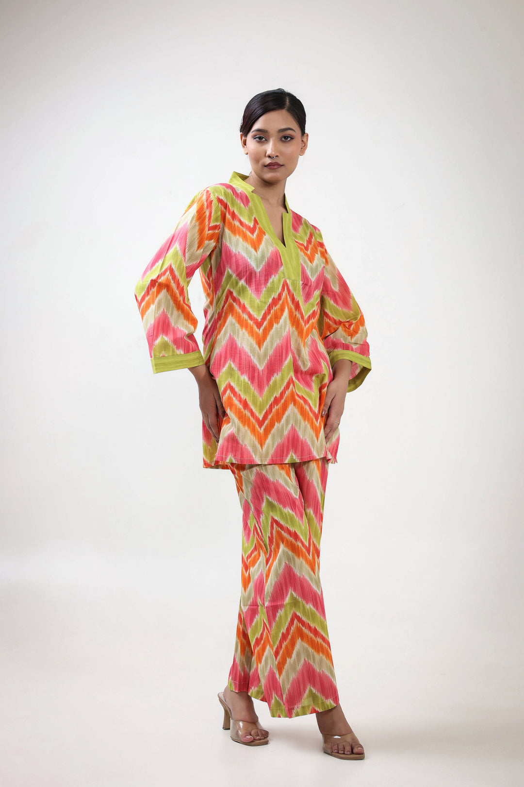 Orange chevron printed coordset