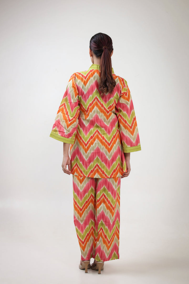 Orange chevron printed coordset