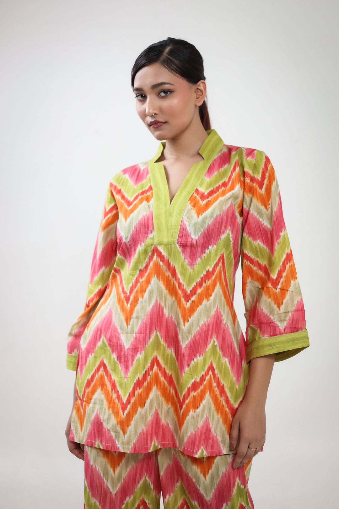 Orange chevron printed coordset