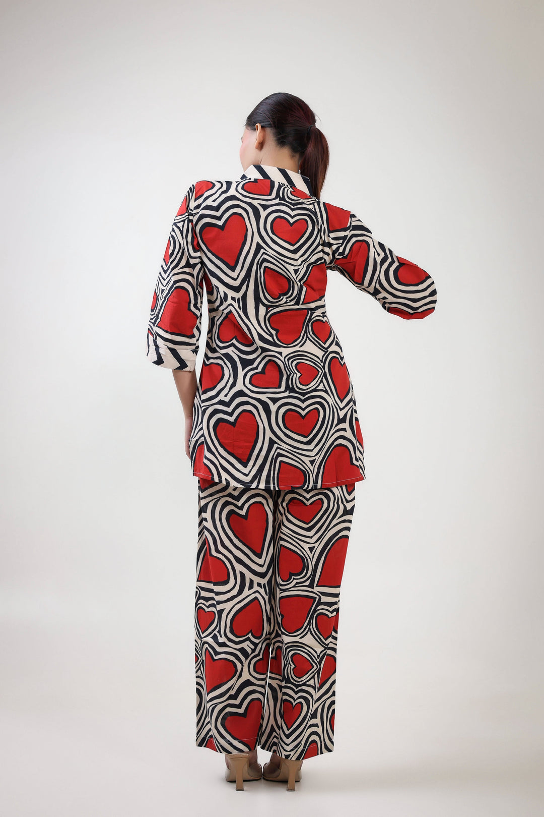 Red heart printed coordet