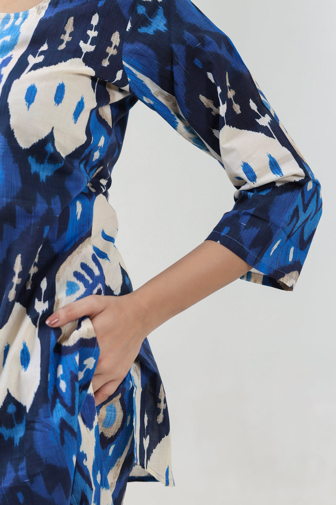 Blue ikat printed coordset