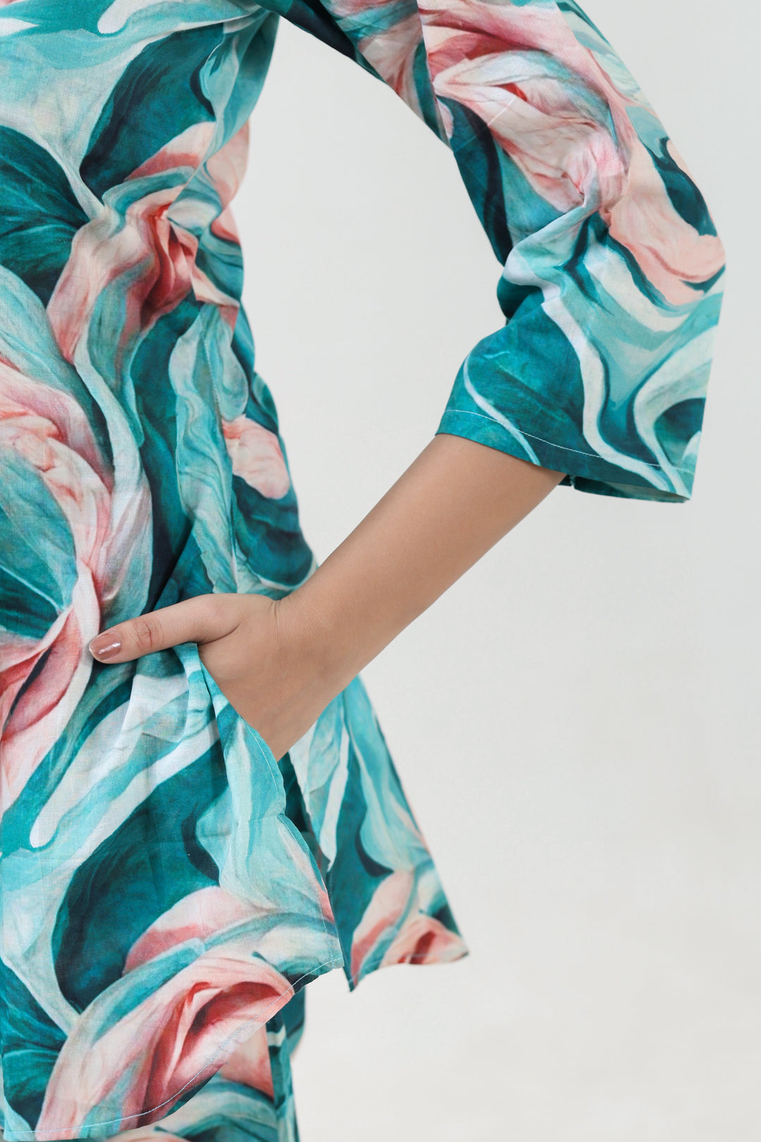 Teal waterflow printed coordset