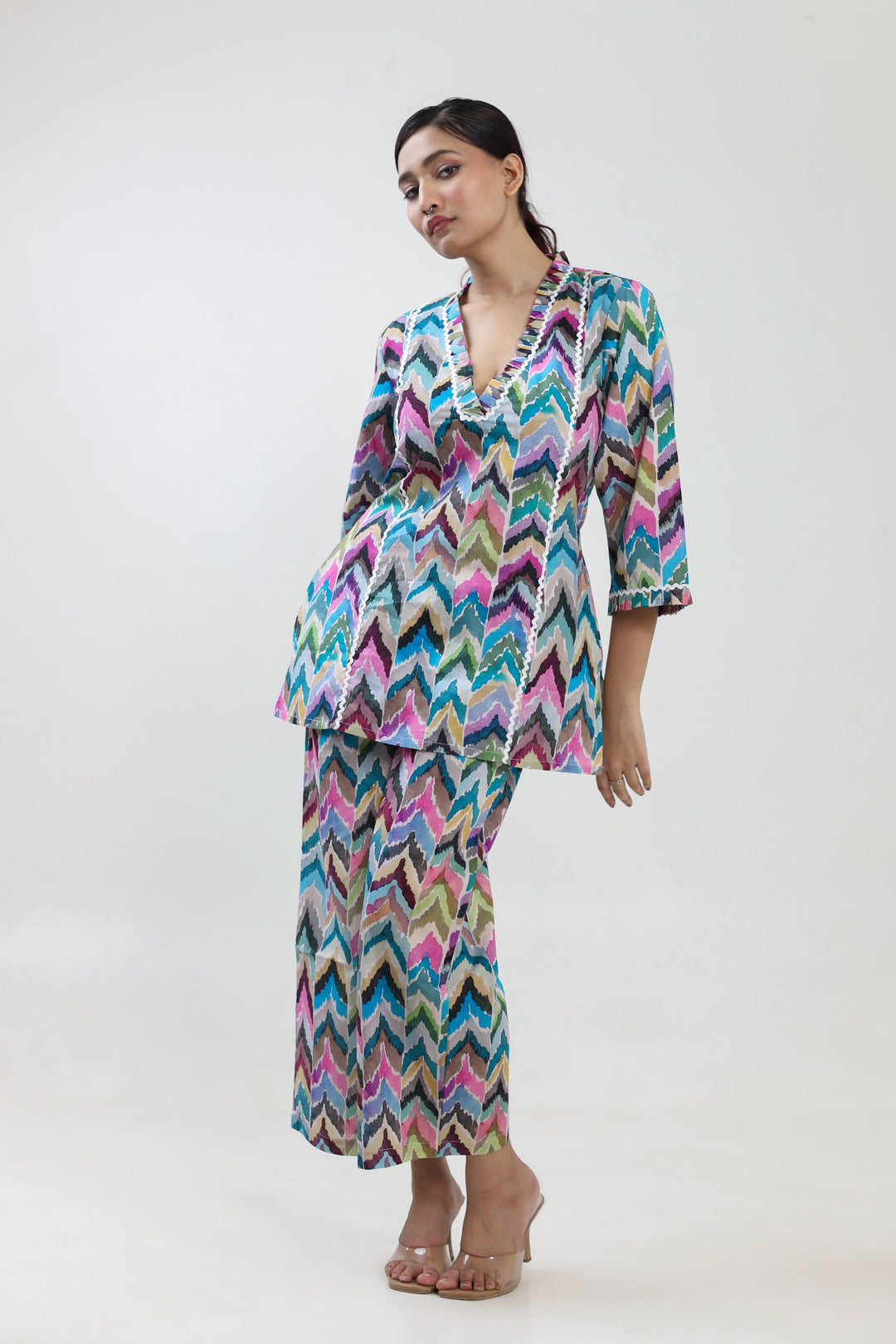 Mutli colour Ikat printed coordset