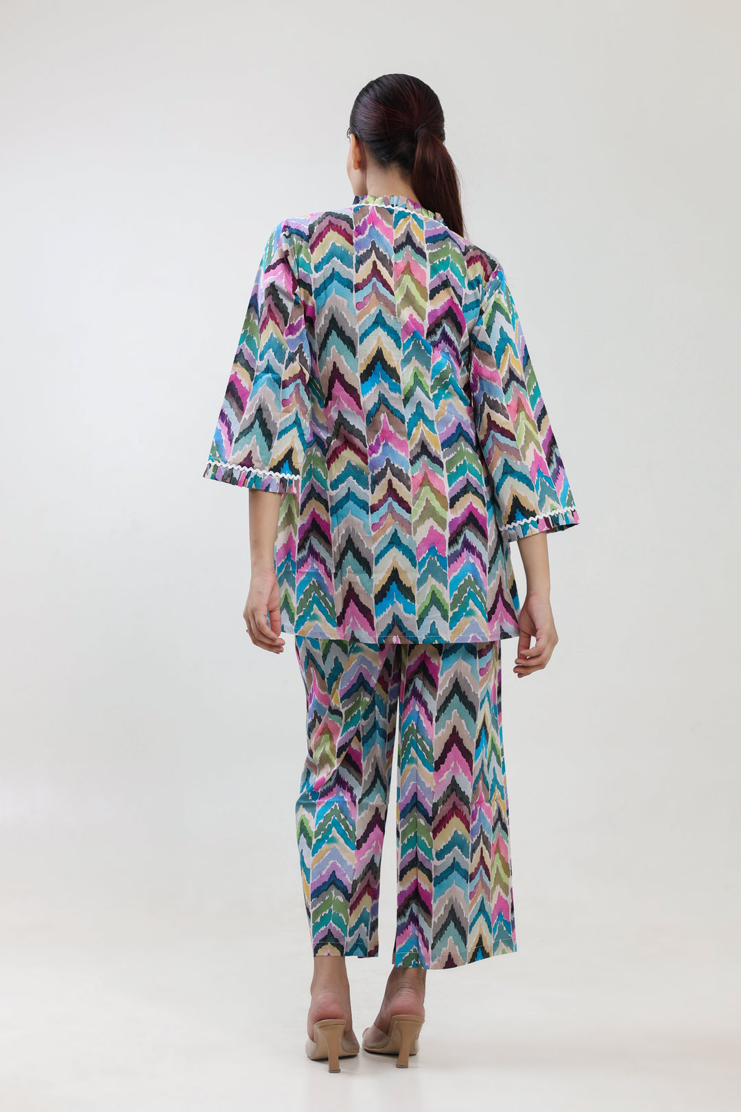 Mutli colour Ikat printed coordset