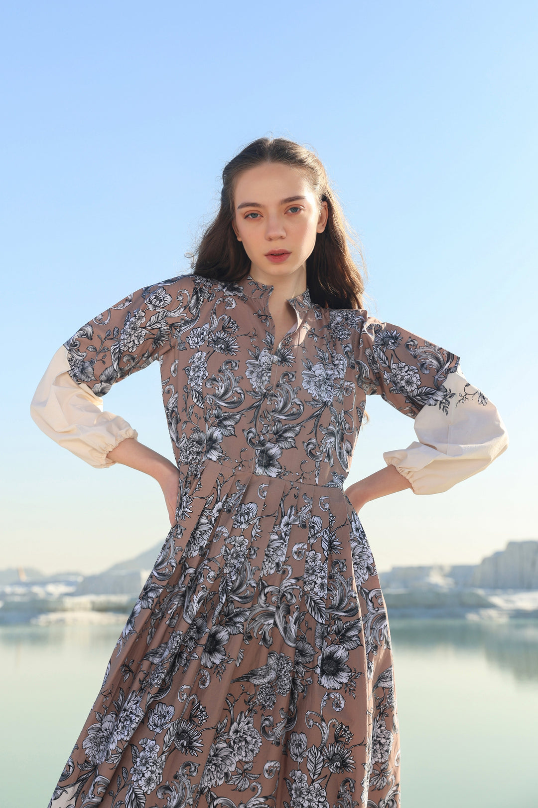 Cocoa floral tier Midi dress