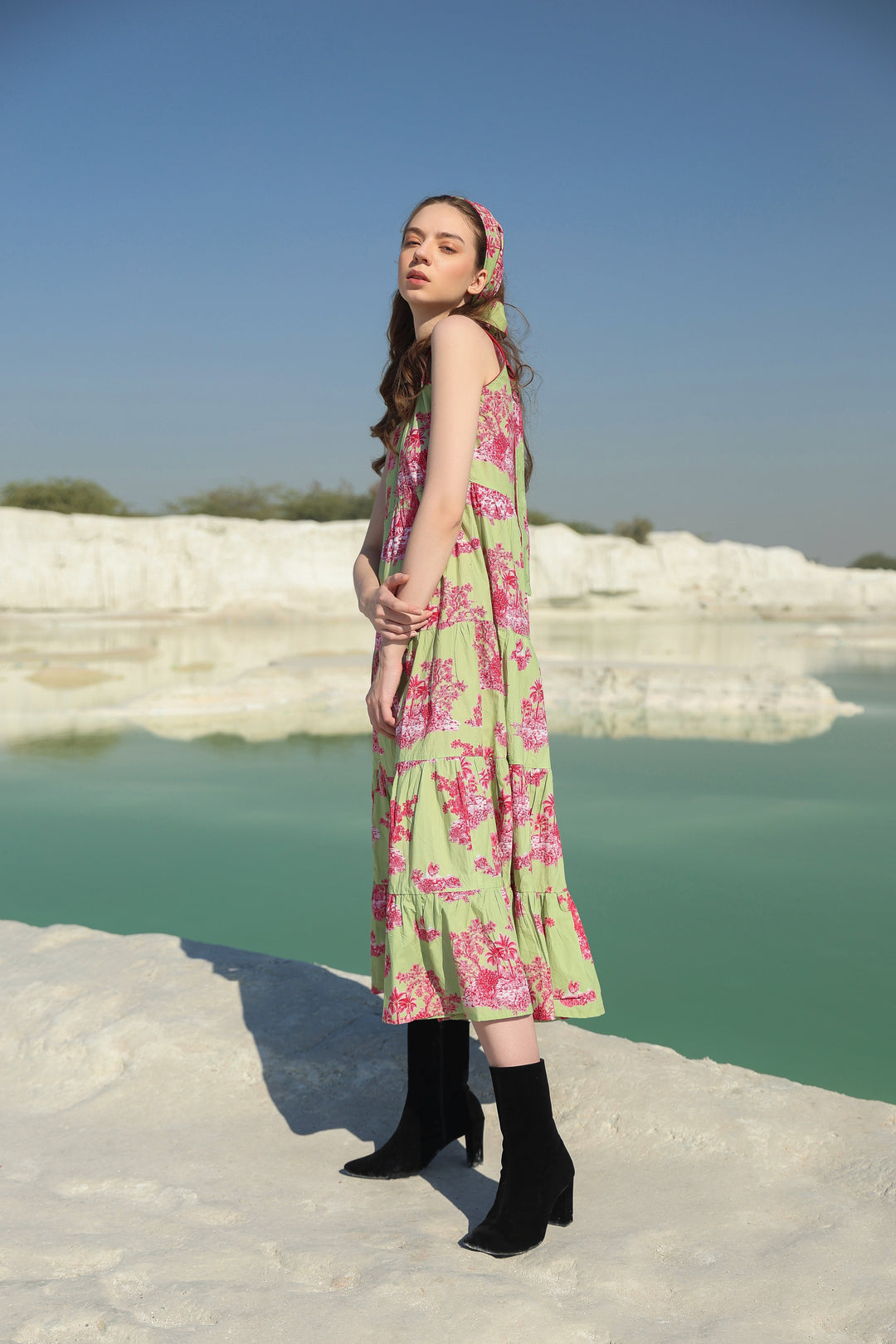 Green summery tier Maxi dress