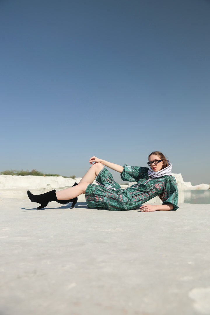 Greeny beach tier Midi dress