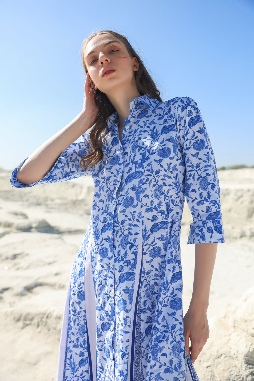 Ocean classic floral Midi dress