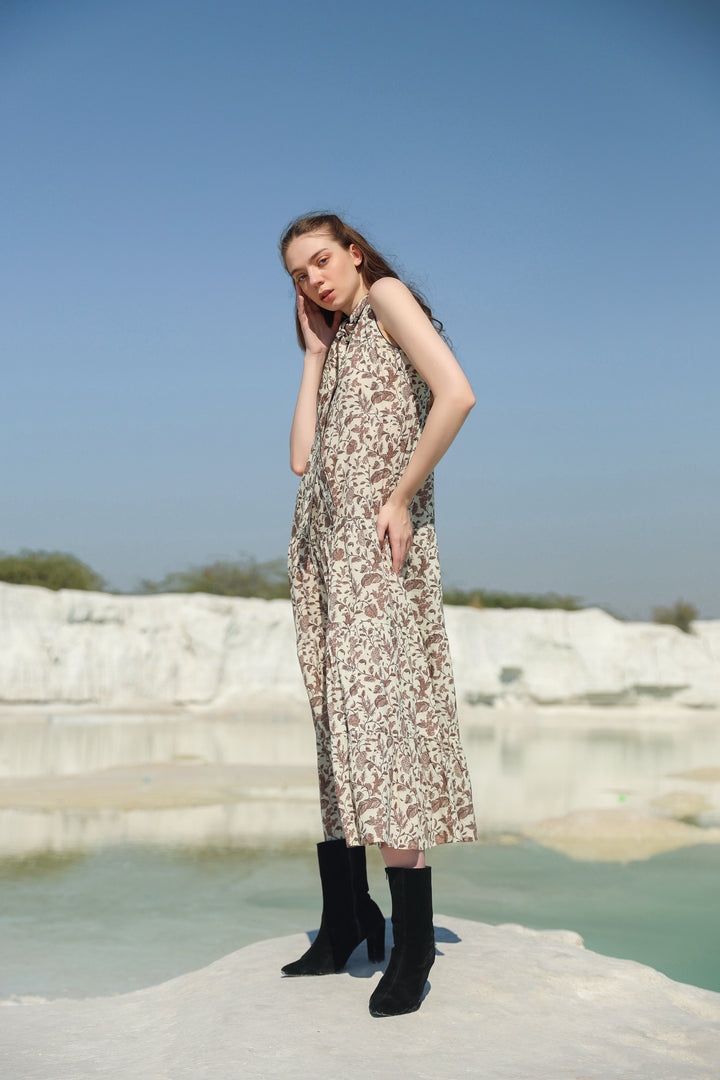 Mocha Dream Garden tier maxi dress