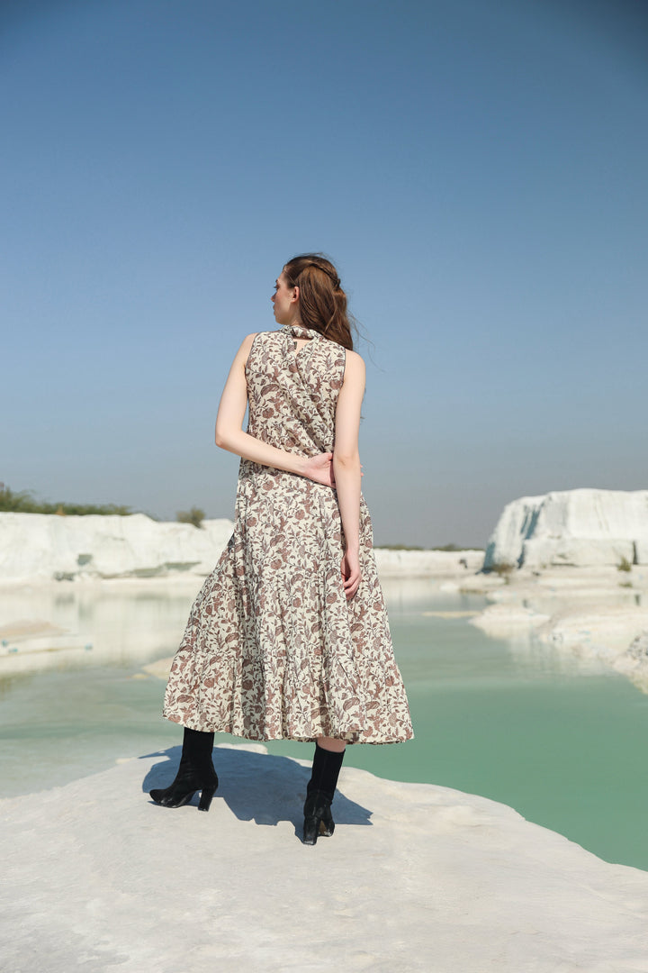 Mocha Dream Garden tier maxi dress