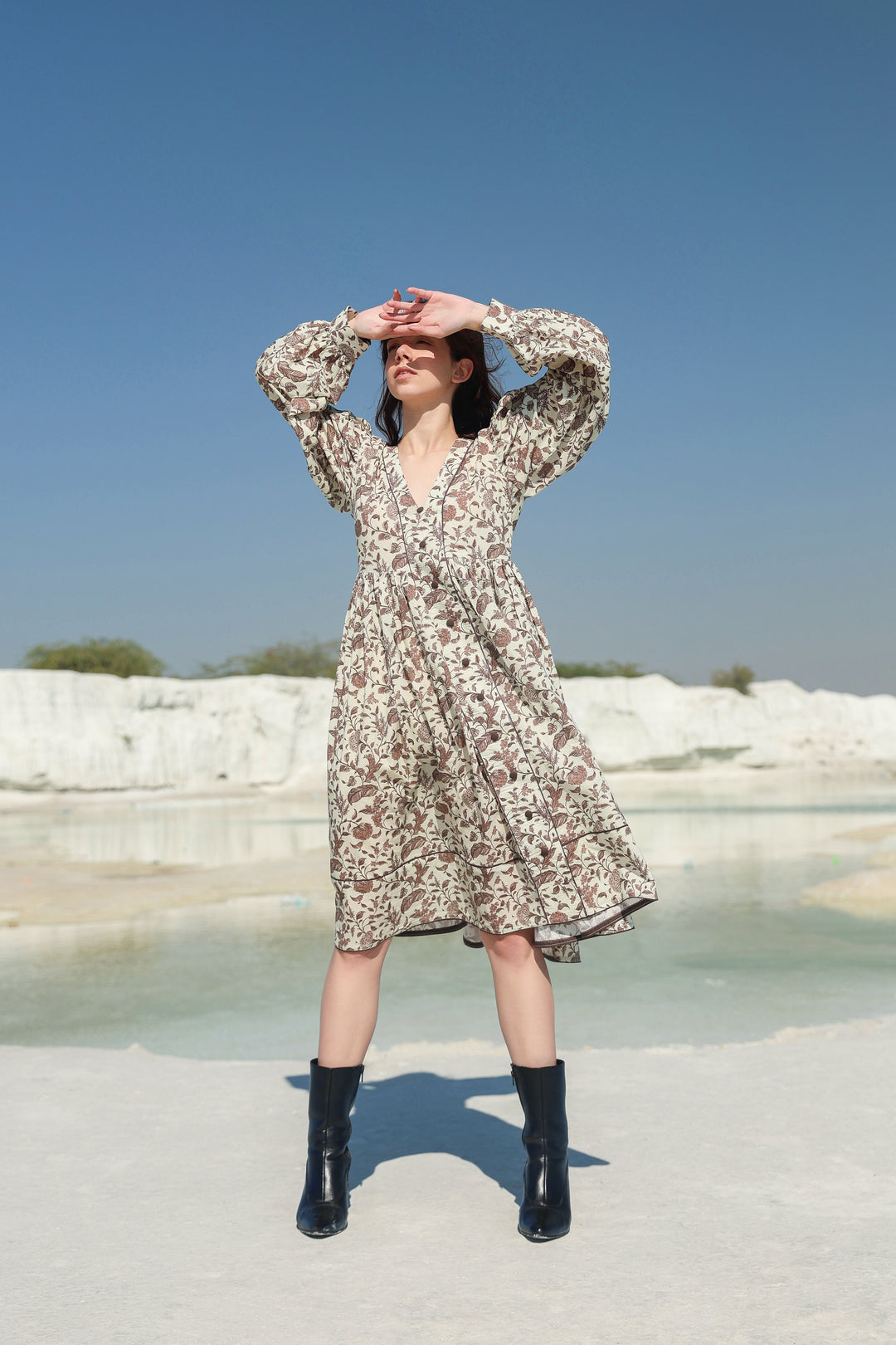 Mocha mousse tier Mini dress