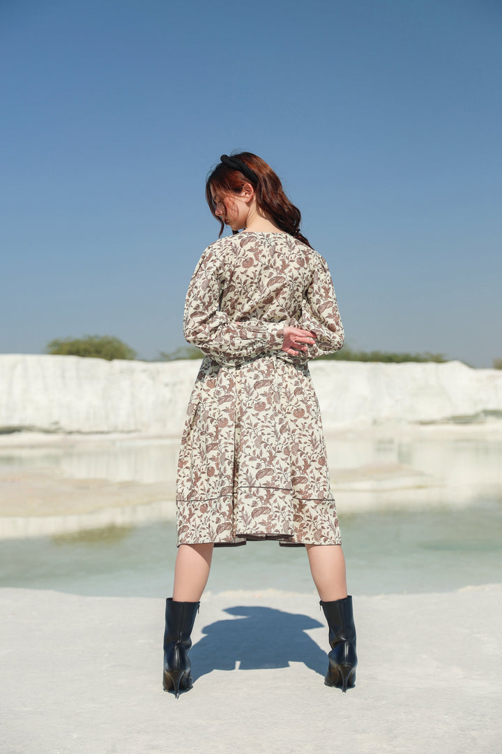 Mocha mousse tier Mini dress