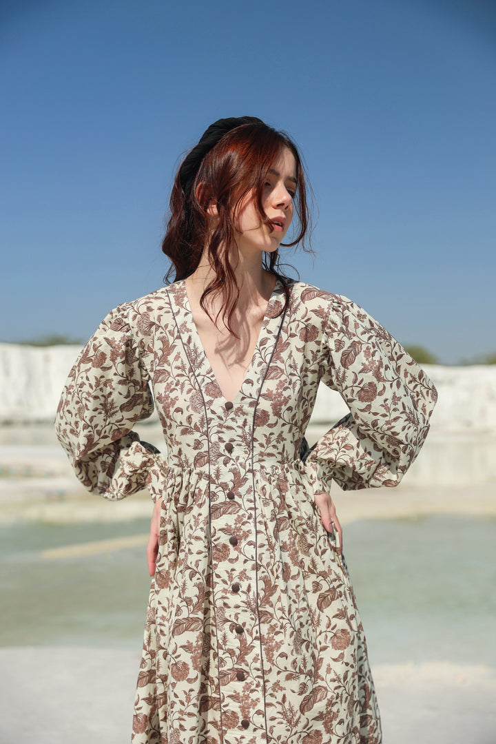 Mocha mousse tier Mini dress