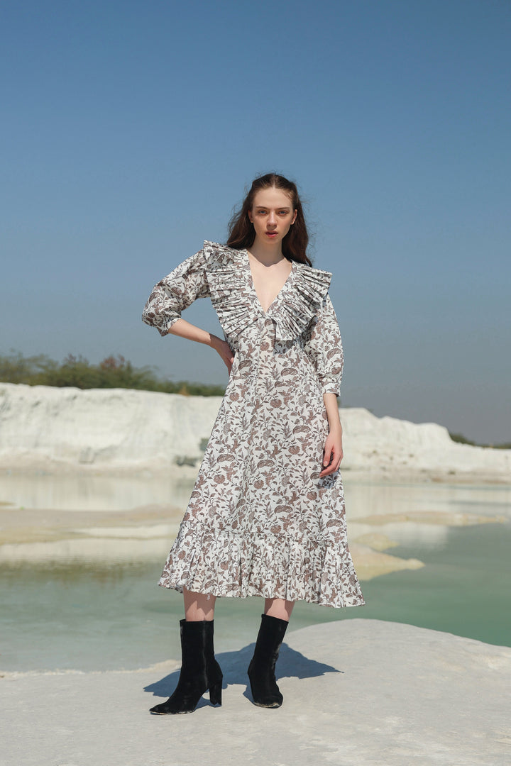 Delicate ruffled tier maxi dress