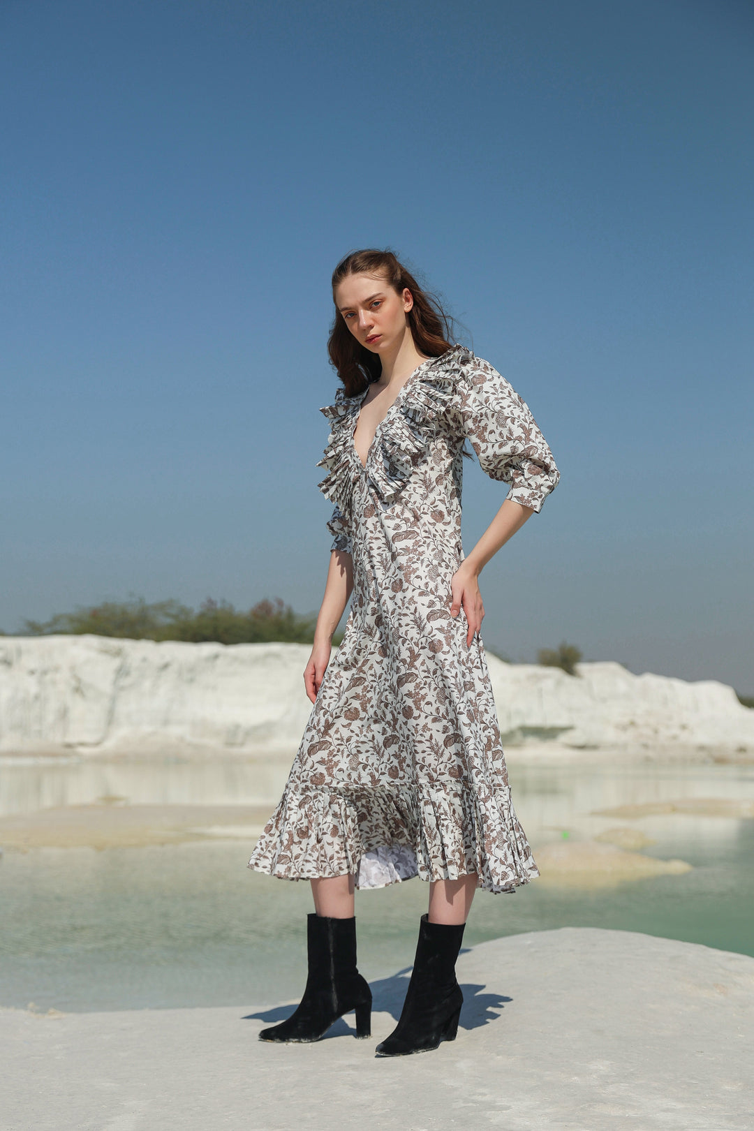 Delicate ruffled tier maxi dress