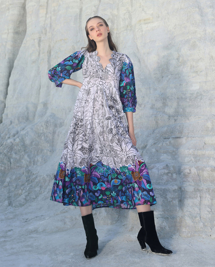 Snow white scalloped Maxi dress