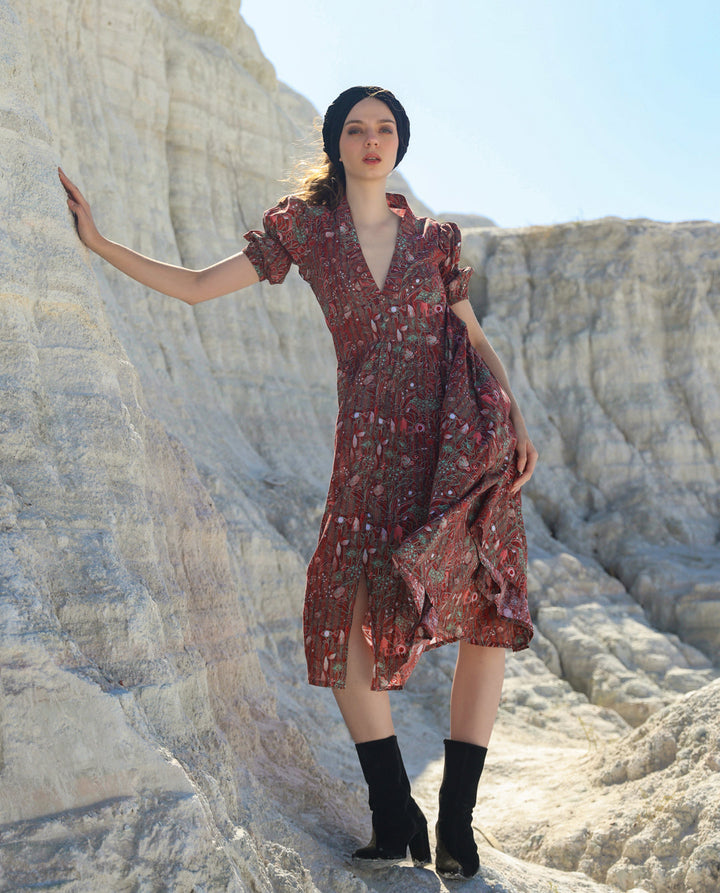 Mocha eye midi dress