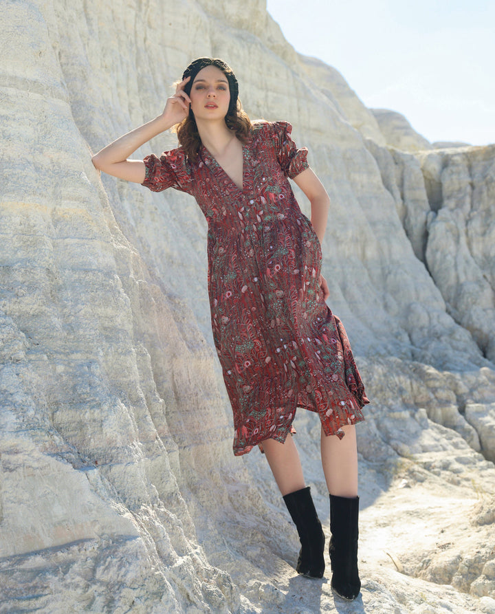 Mocha eye midi dress