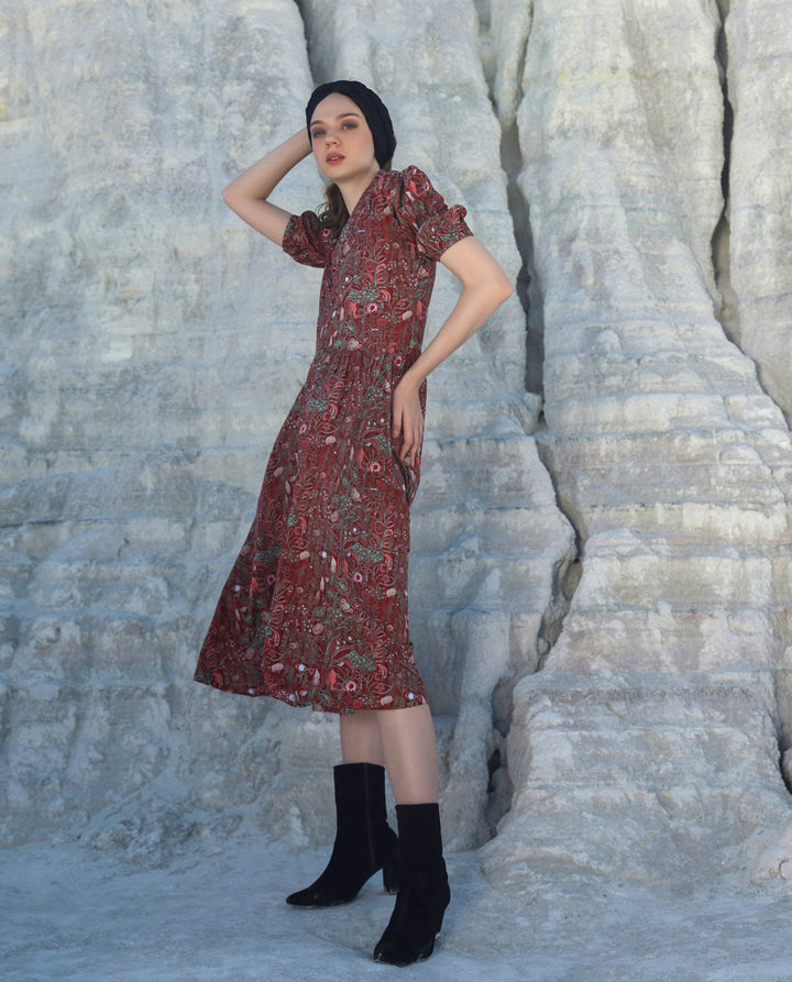 Mocha eye midi dress