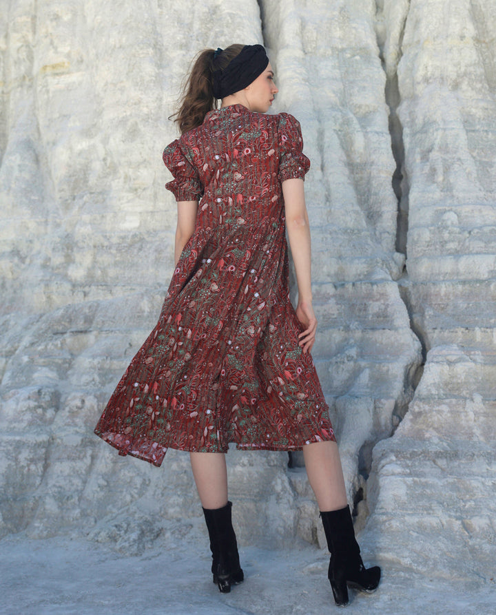 Mocha eye midi dress