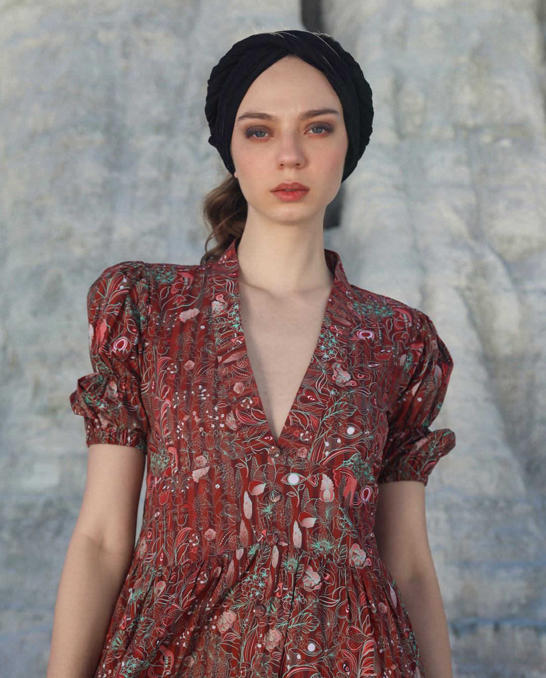 Mocha eye midi dress