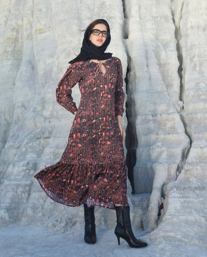Black bloom maxi dress