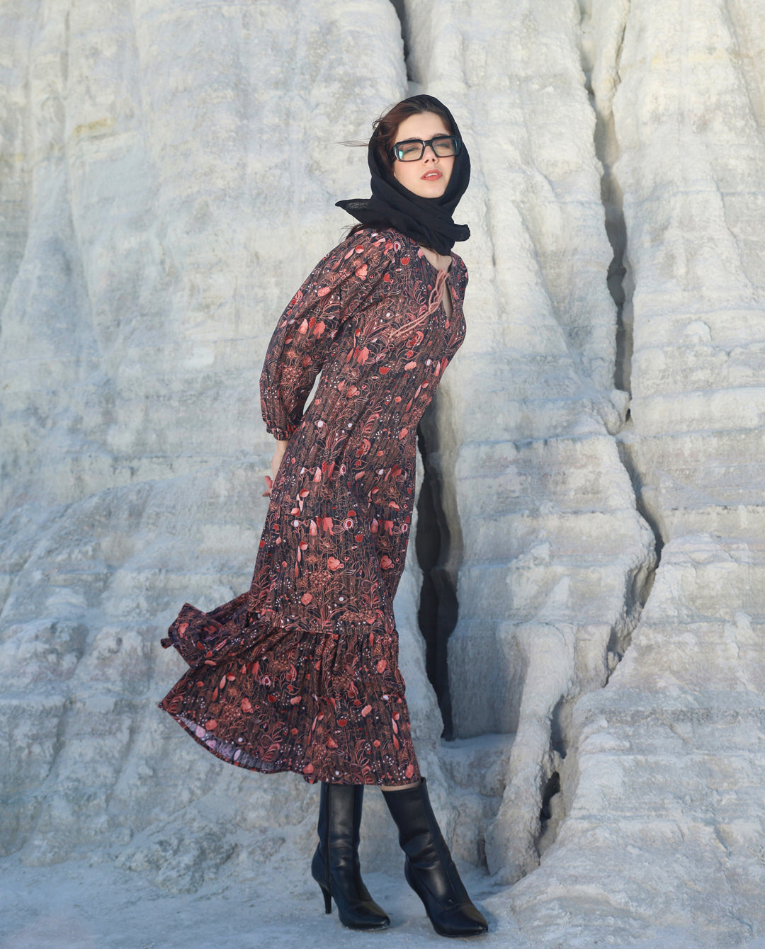 Black bloom maxi dress