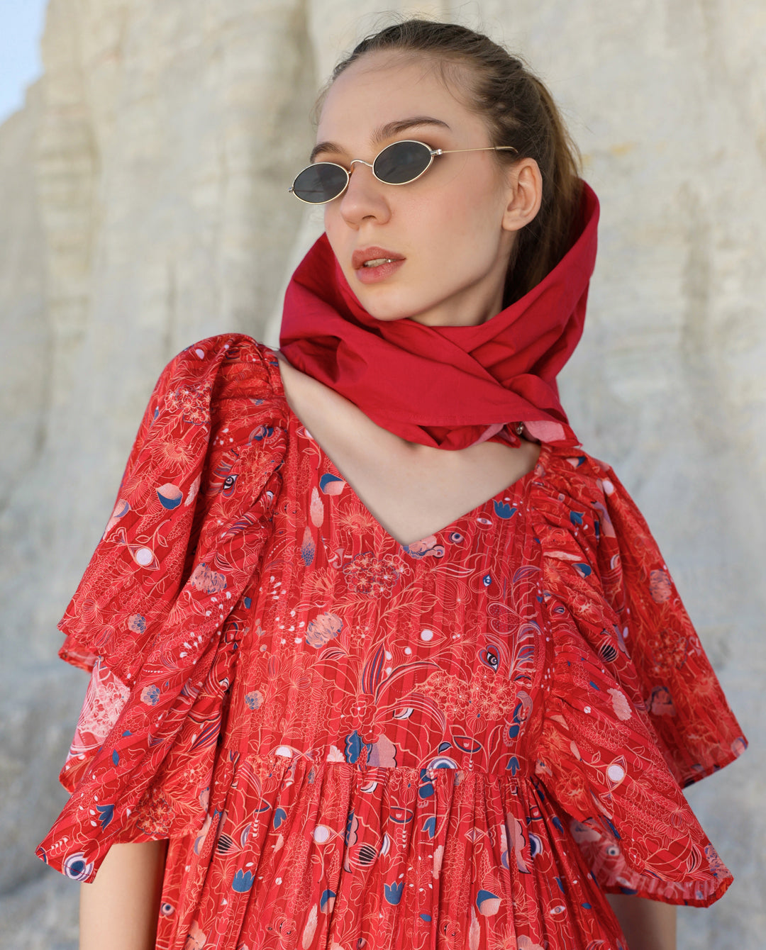 Red butterfly tropical Maxi dress