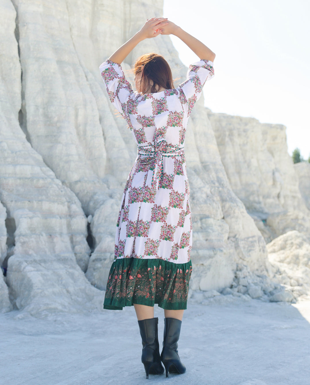 Botanical forest  tier Midi dress