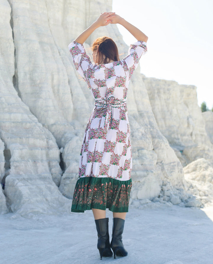 Botanical forest  tier Midi dress