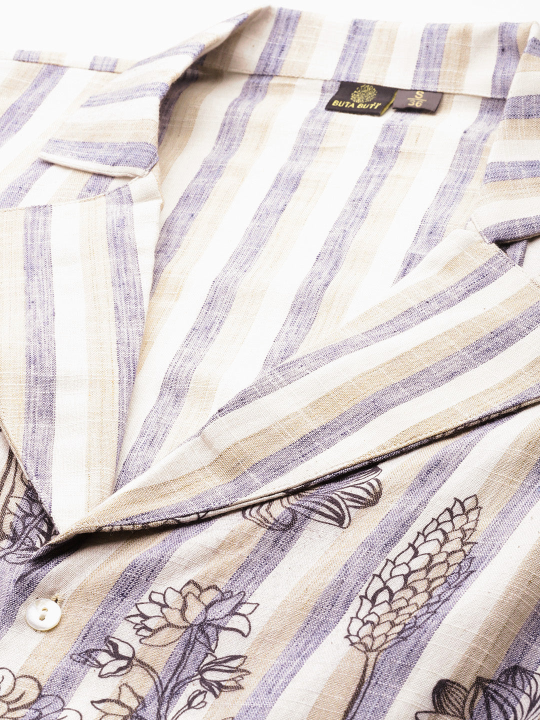 Beige Color Floral Printed Cotton Blend Long Sleeves Co-Ords