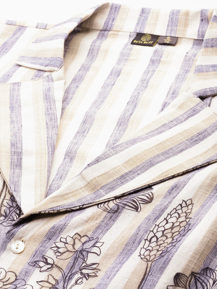 Beige Color Floral Printed Cotton Blend Long Sleeves Co-Ords