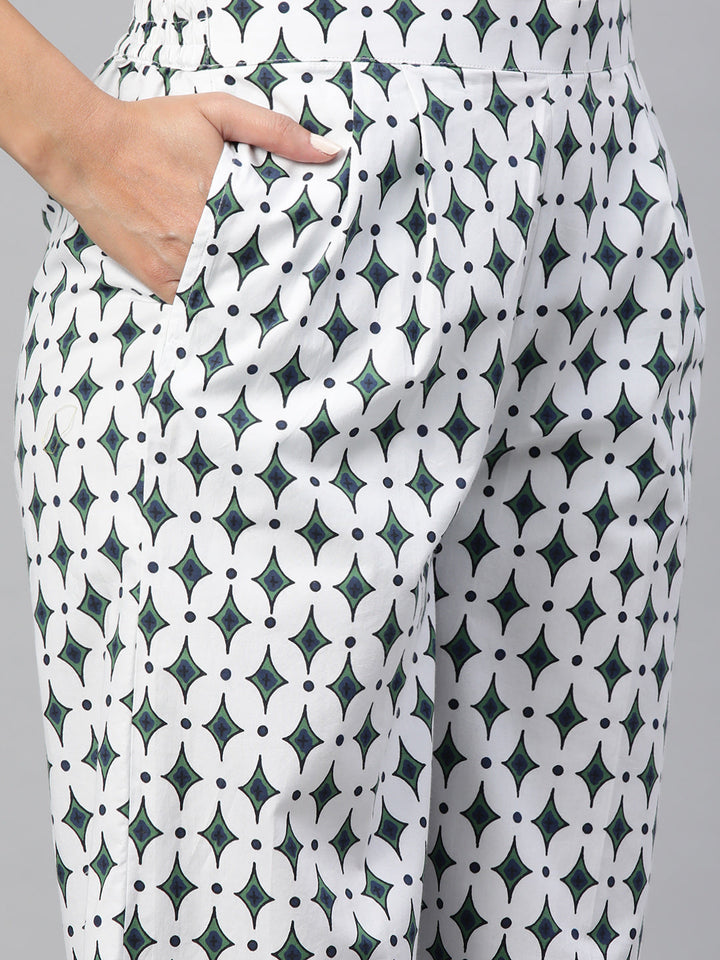 Green Color Floral Printed Pure Cotton Sleeveless Co-Ords