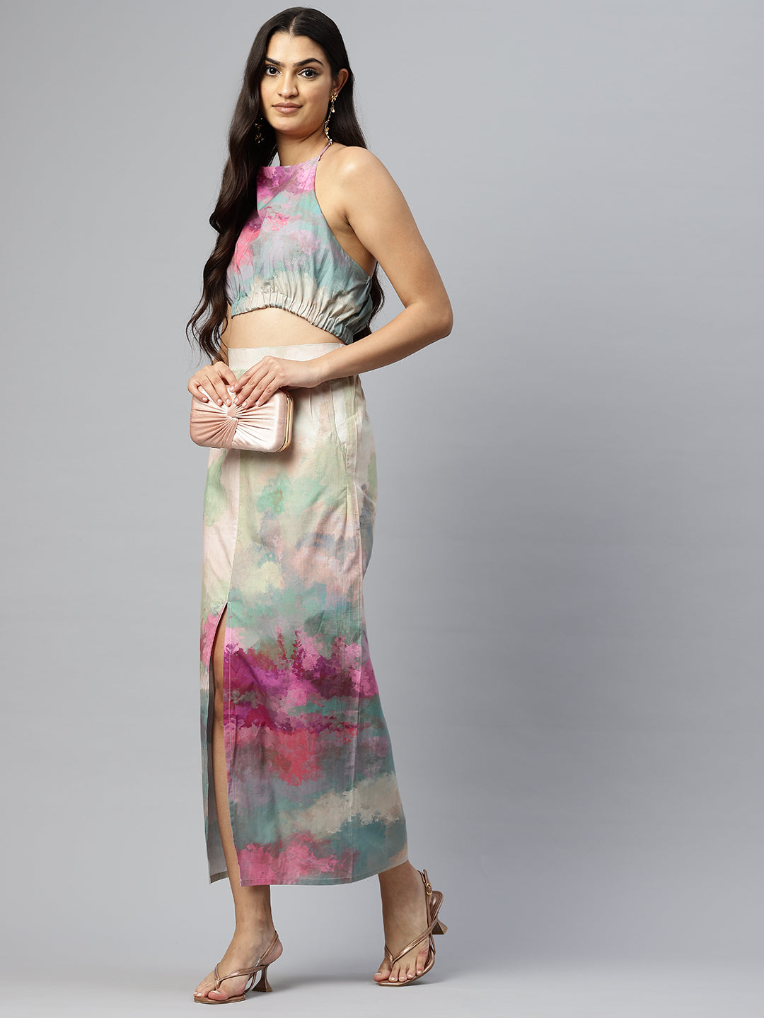 Kassia Peach Print Co-ord Set