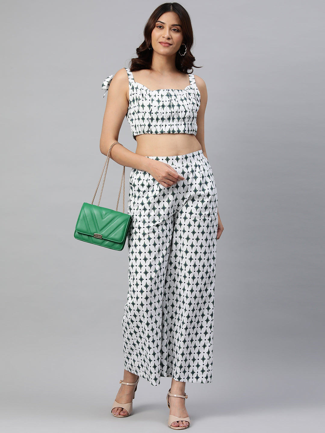 Green Color Floral Printed Pure Cotton Sleeveless Co-Ords