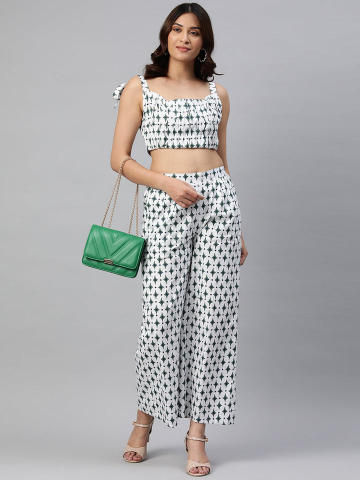 Green Color Floral Printed Pure Cotton Sleeveless Co-Ords