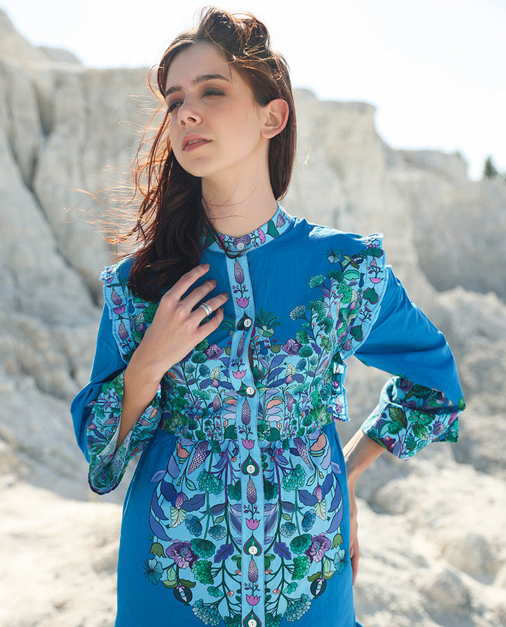 Azure Bloom Midi dress