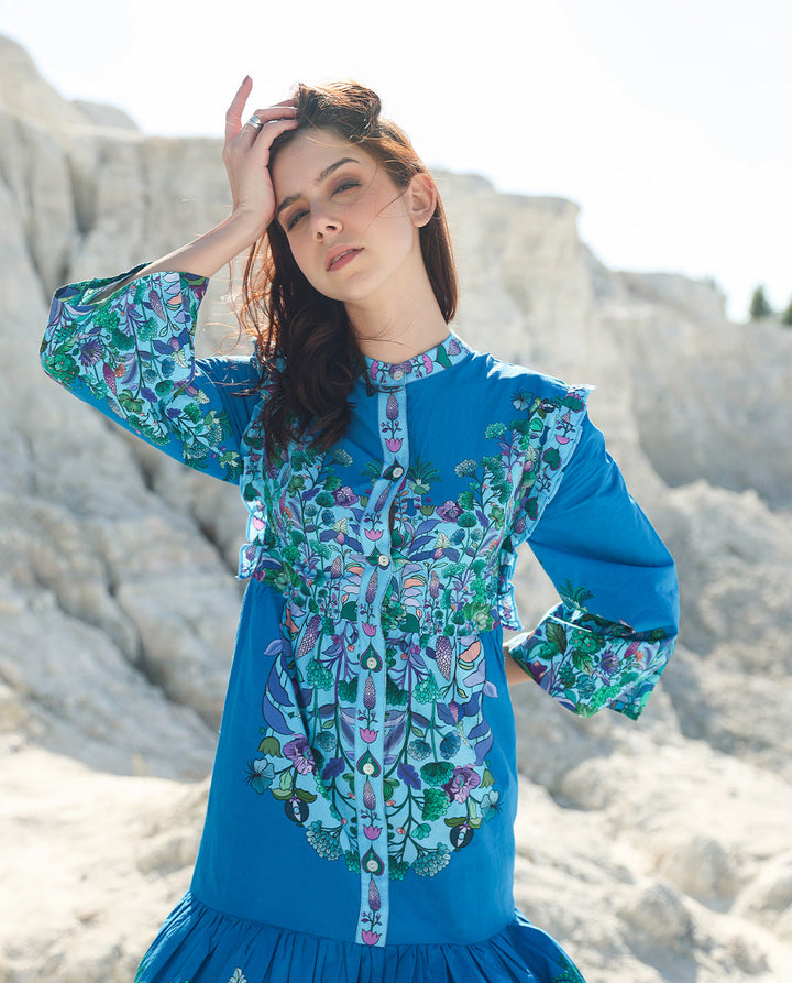 Azure Bloom Midi dress