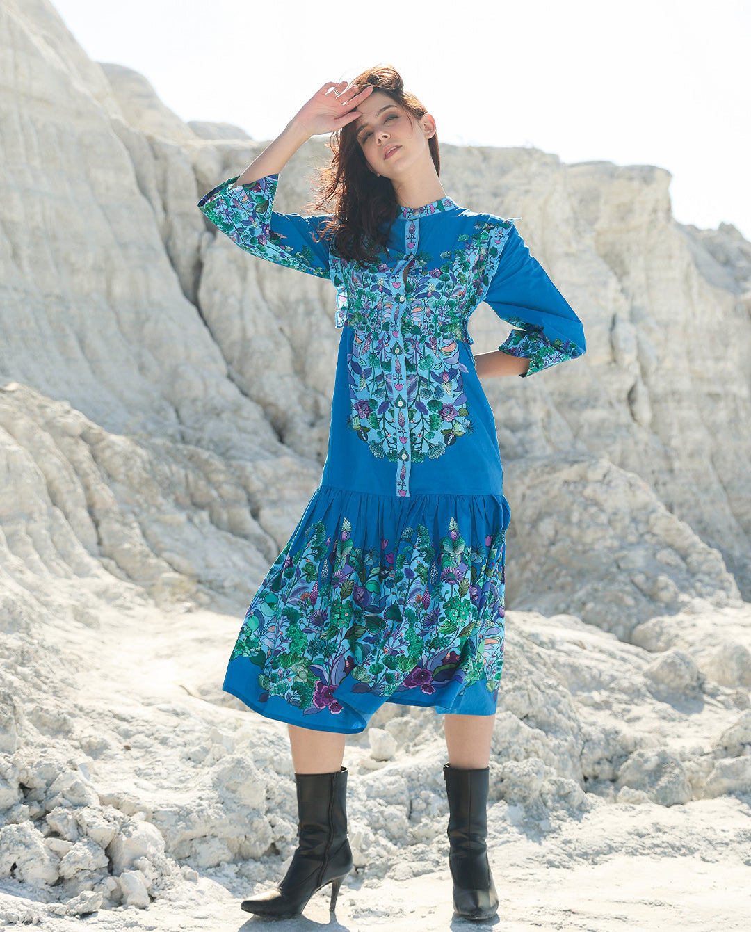 Azure Bloom Midi dress