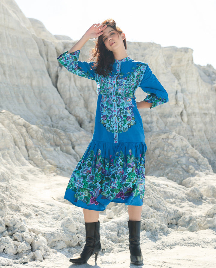 Azure Bloom Midi dress