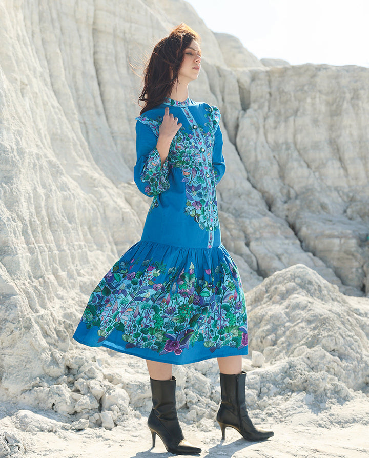 Azure Bloom Midi dress