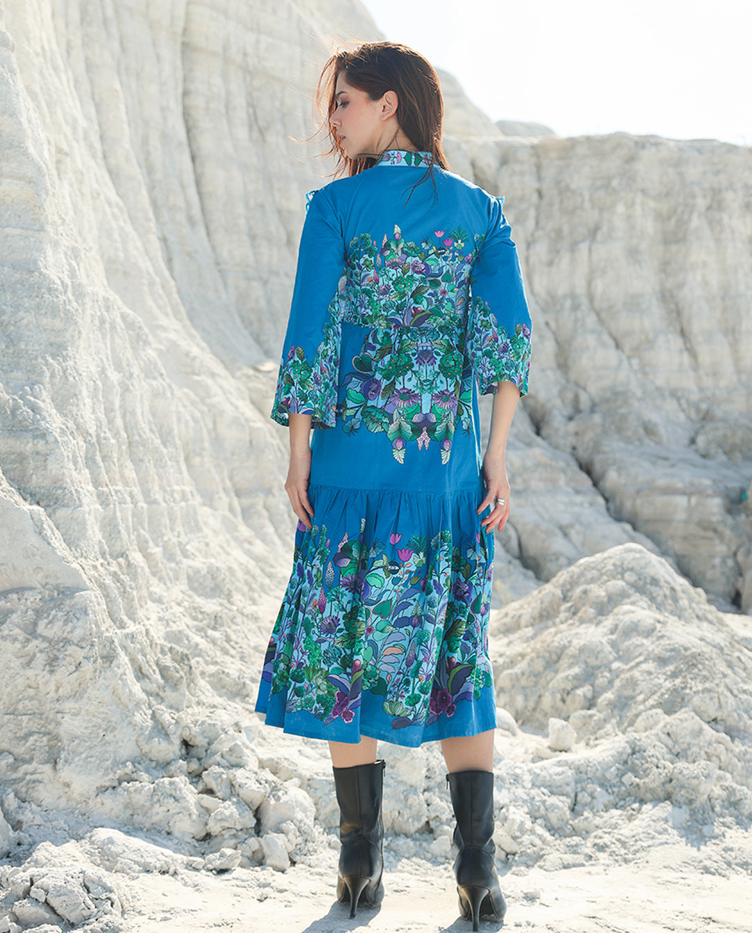 Azure Bloom Midi dress