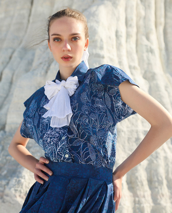 Navy blue pletted skirt dress